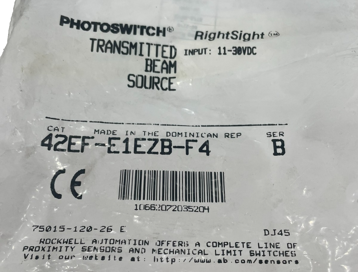 ALLEN BRADLEY 42EF-E1EZB-F4 PHOTOSWITCH 42EFE1EZBF4 SER. B NEW, SURPLUS ...