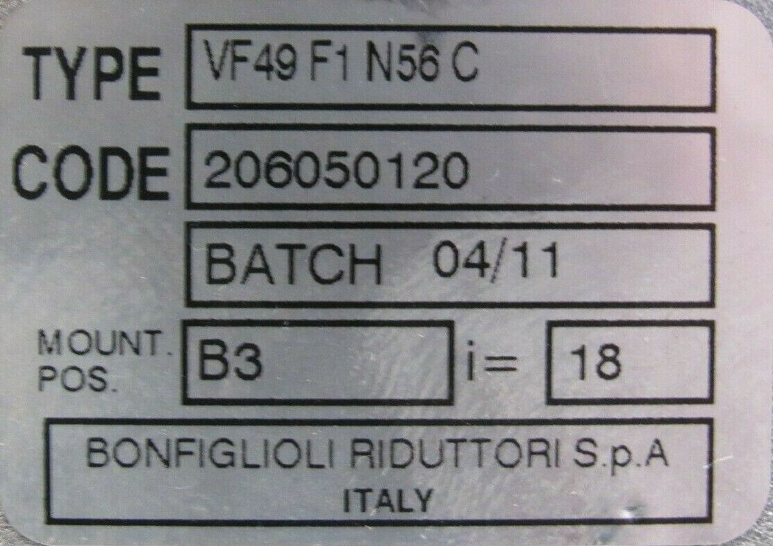 NEW BONFIGLIOLI VF49F1N56C GEAR REDUCER - Image 6