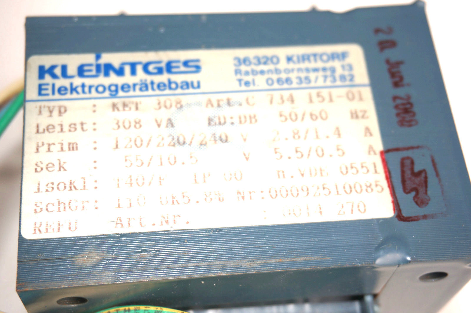 NEW KLEINTGES KET-308 TRANSFORMER KET308 - SB Industrial Supply, Inc.