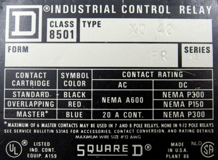 NEW SQUARE D 8501-XO-40 CONTROL RELAY 8501XO40 8501-X0-40 - Image 5