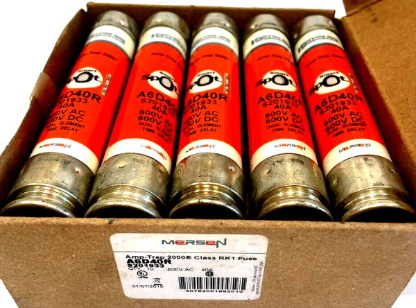 NEW MERSEN A6D40R CLASS RK1 FUSES 40AMP 600V LOT OF 10 - SB Industrial ...