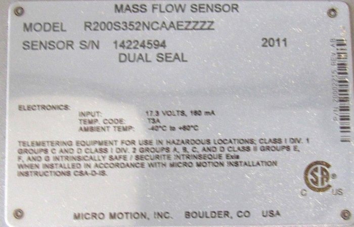 NEW MICRO MOTION R200S352NCAAEZZZZ MASS FLOW METER/ SENSOR - Image 8