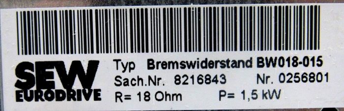 NEW SEW BW018-015 BRAKE RESISTOR BW018015 18 OHM 1.5 KW 8216843 0256801 - Image 5
