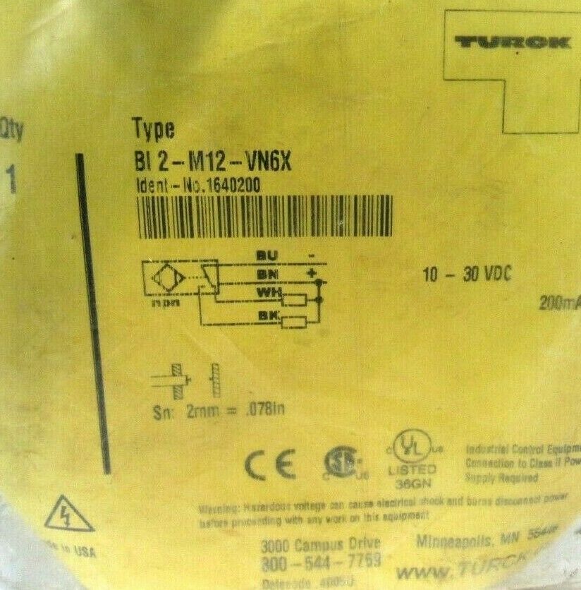 NEW TURCK BI2-M12-VN6X PROXIMITY SENSOR 1640200 BI2M12VN6X - Image 4