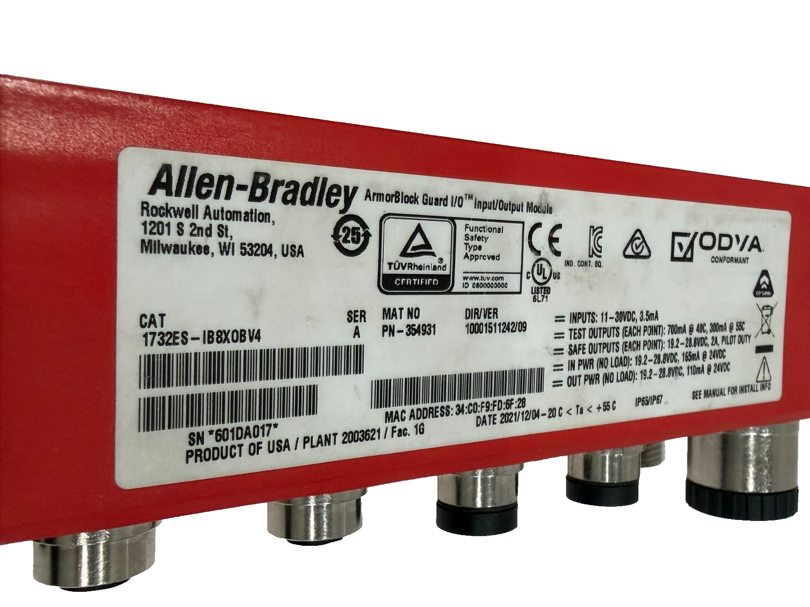 USED ALLEN BRADLEY 1732ES-IB8XOBV4 SFETY MODULE 1732ESIB8XOBV4 - SB ...
