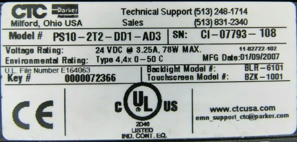USED PARKER PS10-2T2-DD1-AD3 OPERATOR INTERFACE PS102T2DD1AD3 - Image 5