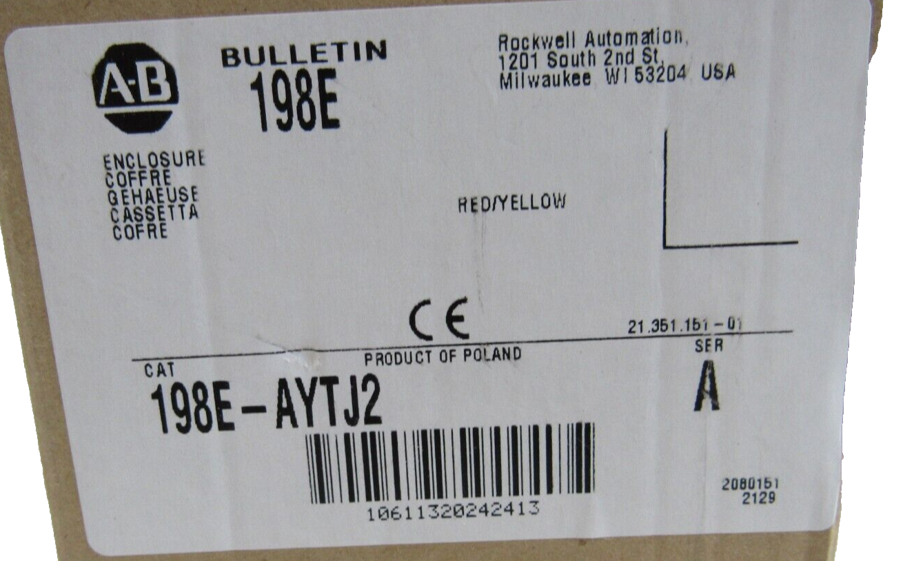 ALLEN BRADLEY 198E-AYTJ2 ENCLOSURE SERIES A 198EAYTJ2 NEW, SURPLUS - SB ...