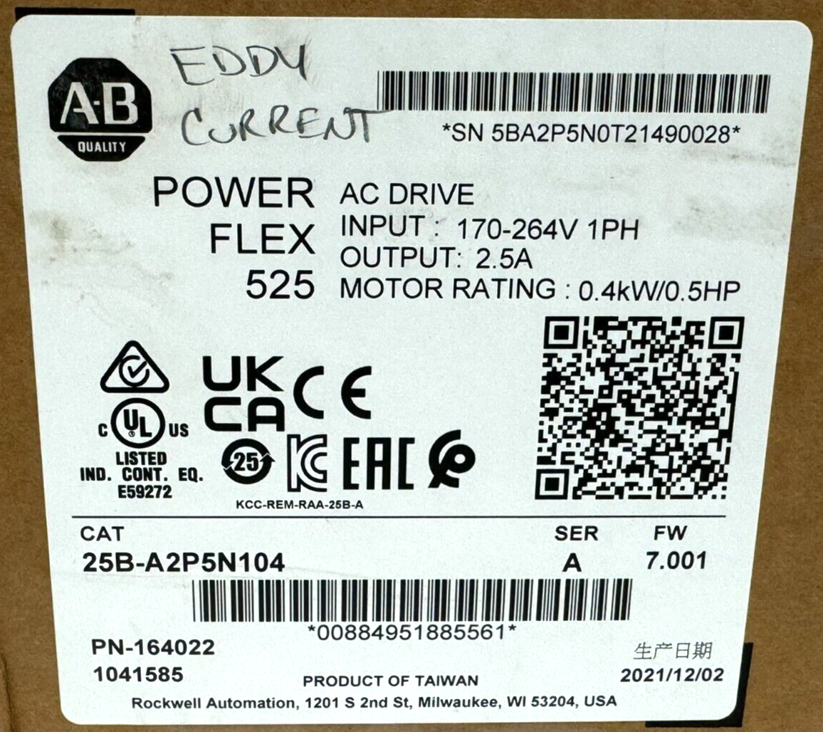 ALLEN BRADLEY 25B-A2P5N104 POWERFLEX 525 SER. A FW: 7.001 0.5HP NEW SURPLUS - Image 5