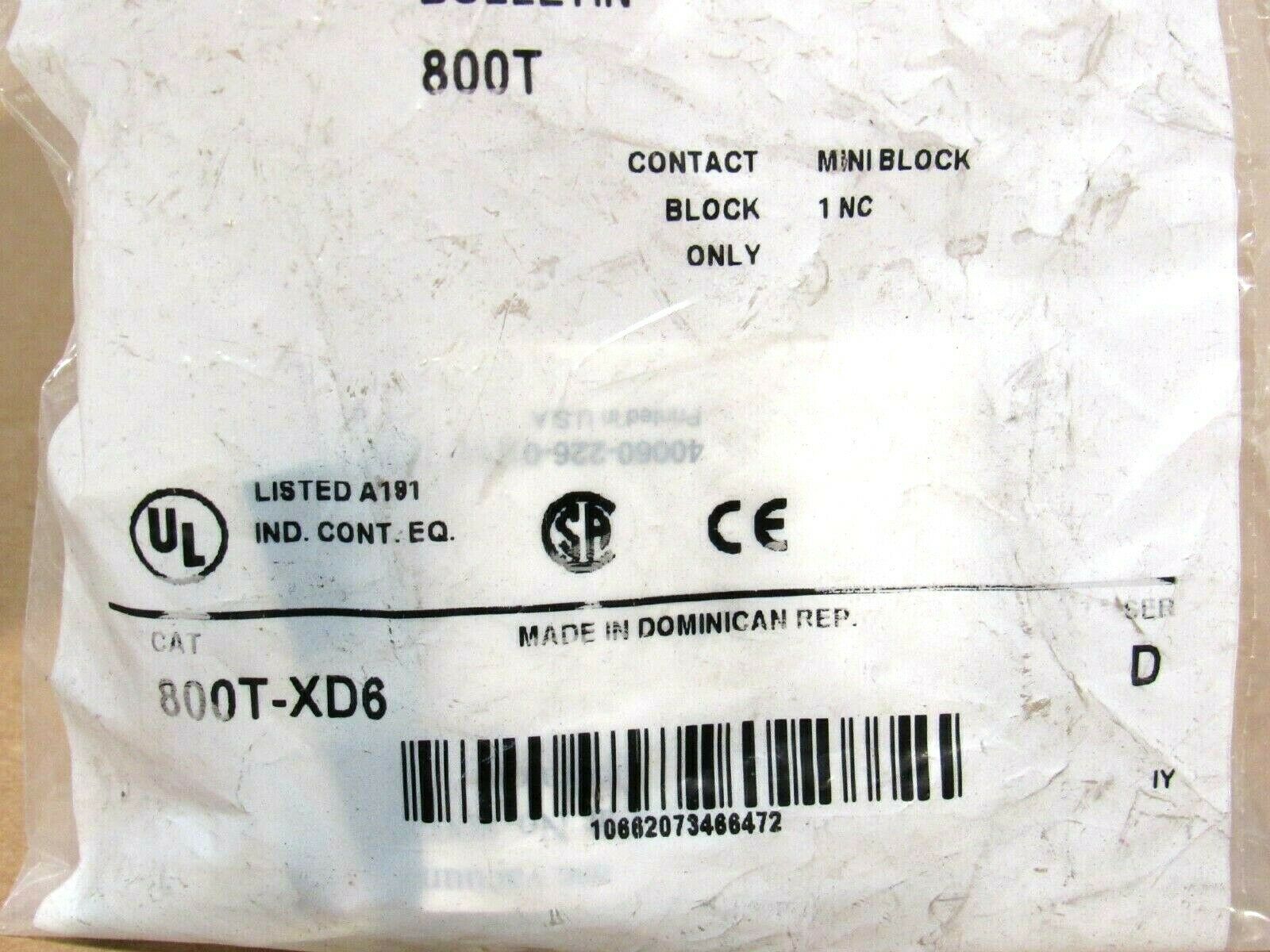 LOT OF 4 NEW ALLEN BRADLEY 800T-XD6 CONTACT BLOCKS SER.D 800TXD6 - Image 4