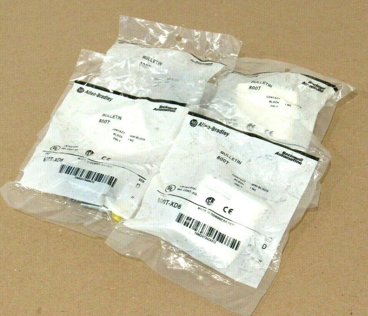 LOT OF 4 NEW ALLEN BRADLEY 800T-XD6 CONTACT BLOCKS SER.D 800TXD6