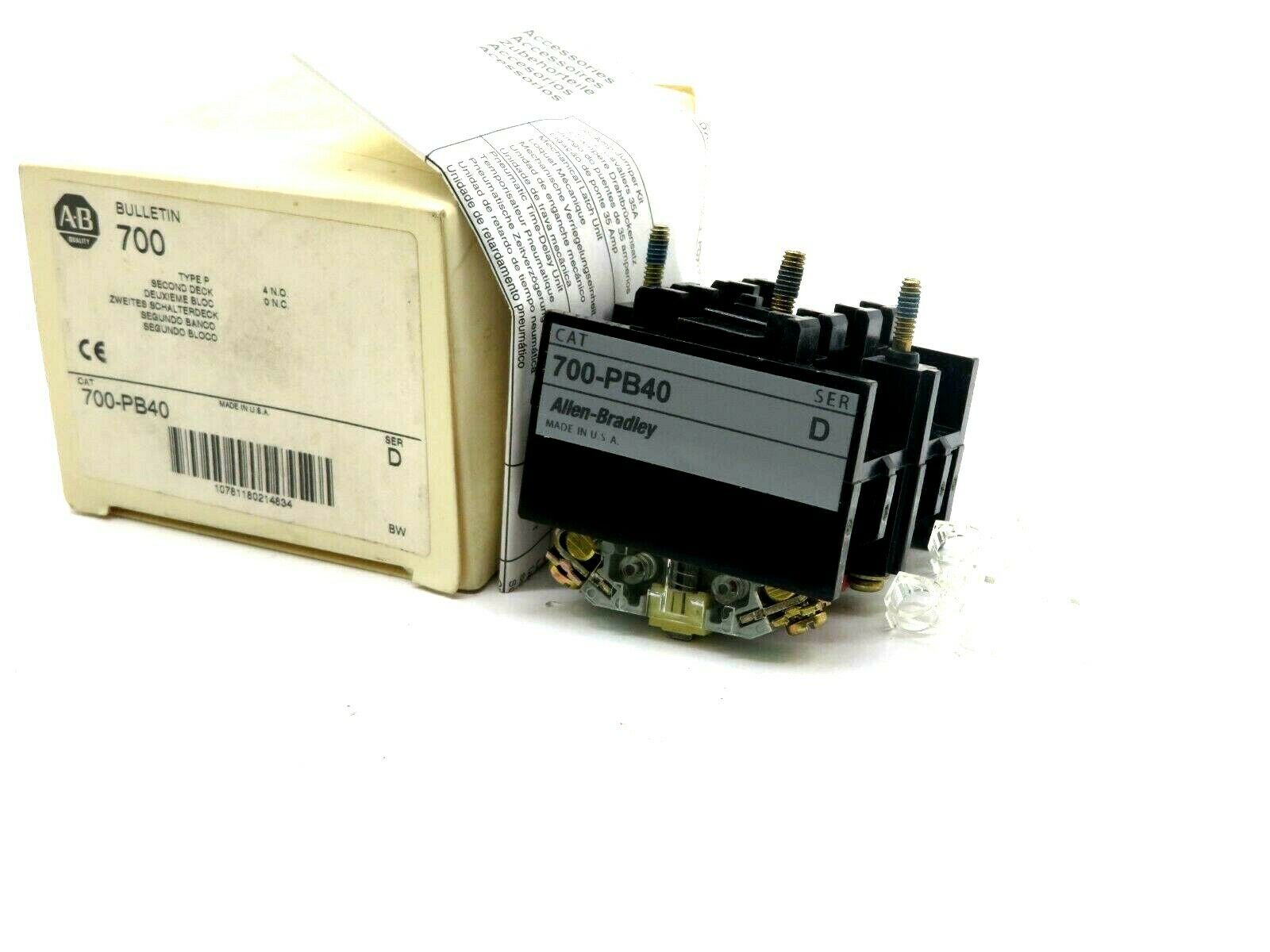 NEW ALLEN BRADLEY 700-PB40 AUXILIARY CONTACT SER.D 700PB40