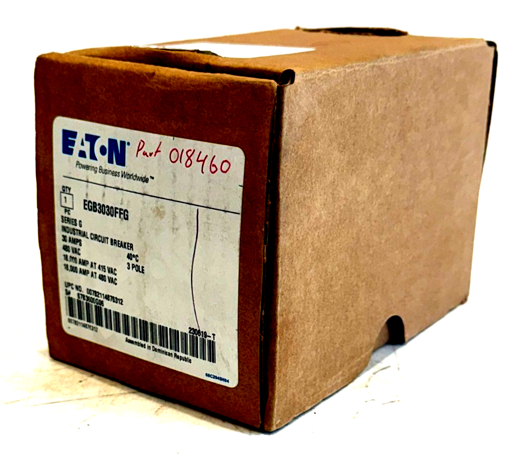 NEW EATON EGB3030FFG CIRCUIT BREAKER 480VAC 30 AMP 3 POLE SER.G