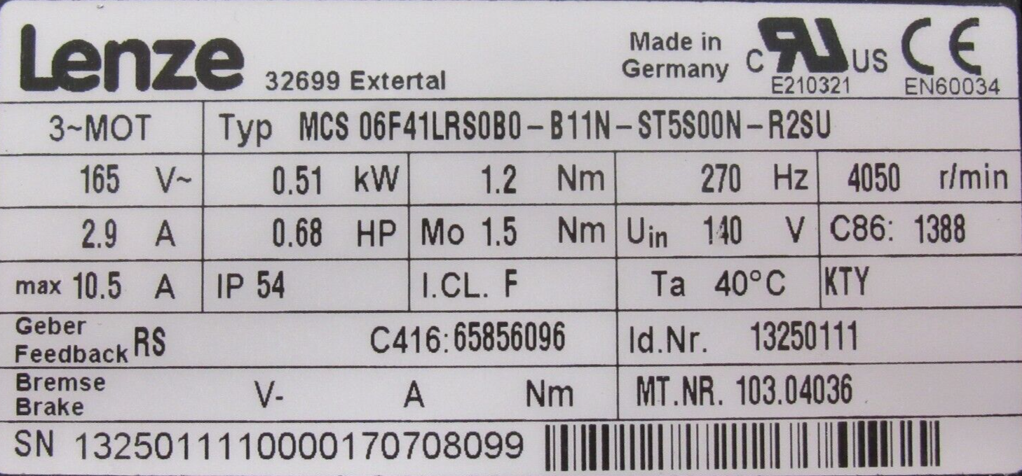 NEW LENZE MCS06F41LRS0B0-B11N-ST5S00N-R2SU SERVO MOTOR - Image 4
