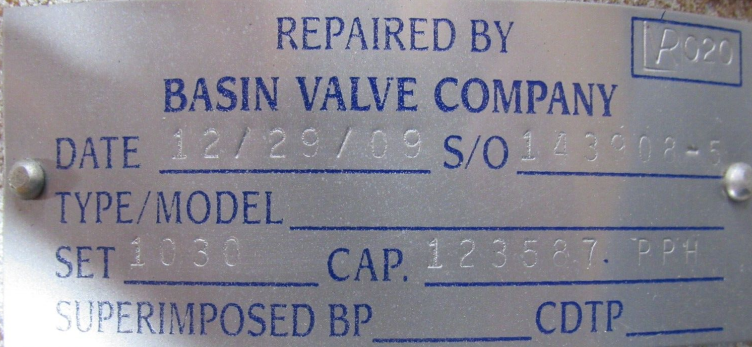 REFURBISHED CROSBY VALVE PSV-04-0458 RELIEF VALVE 1030 PSI 52199 2.5"x6" - Image 6