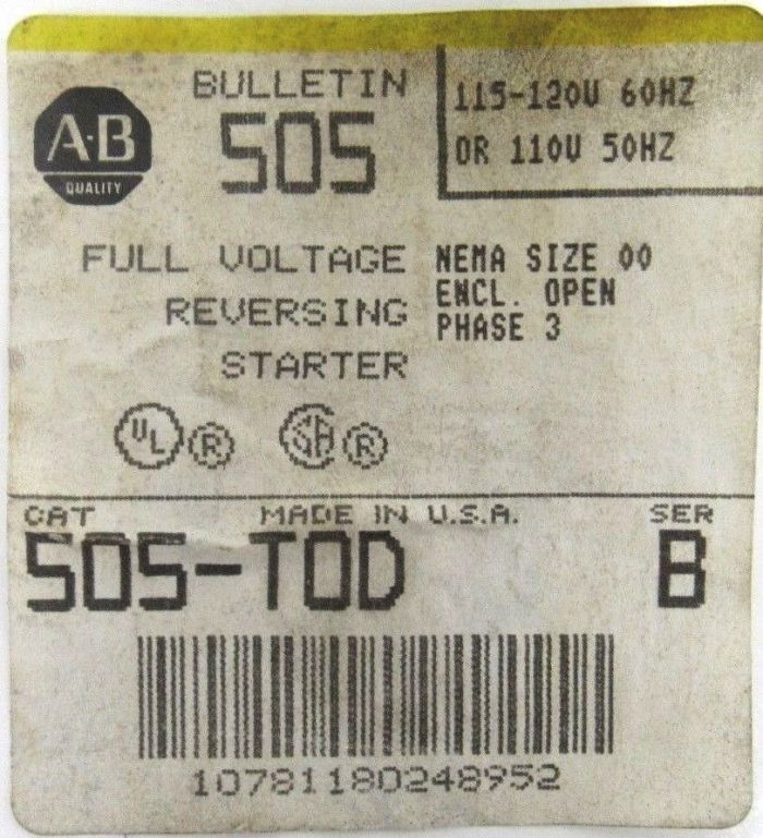 NEW ALLEN BRADLEY 505-TOD REVERSING STARTER SERIES B SIZE 00 505TOD 505-T0D - Image 6
