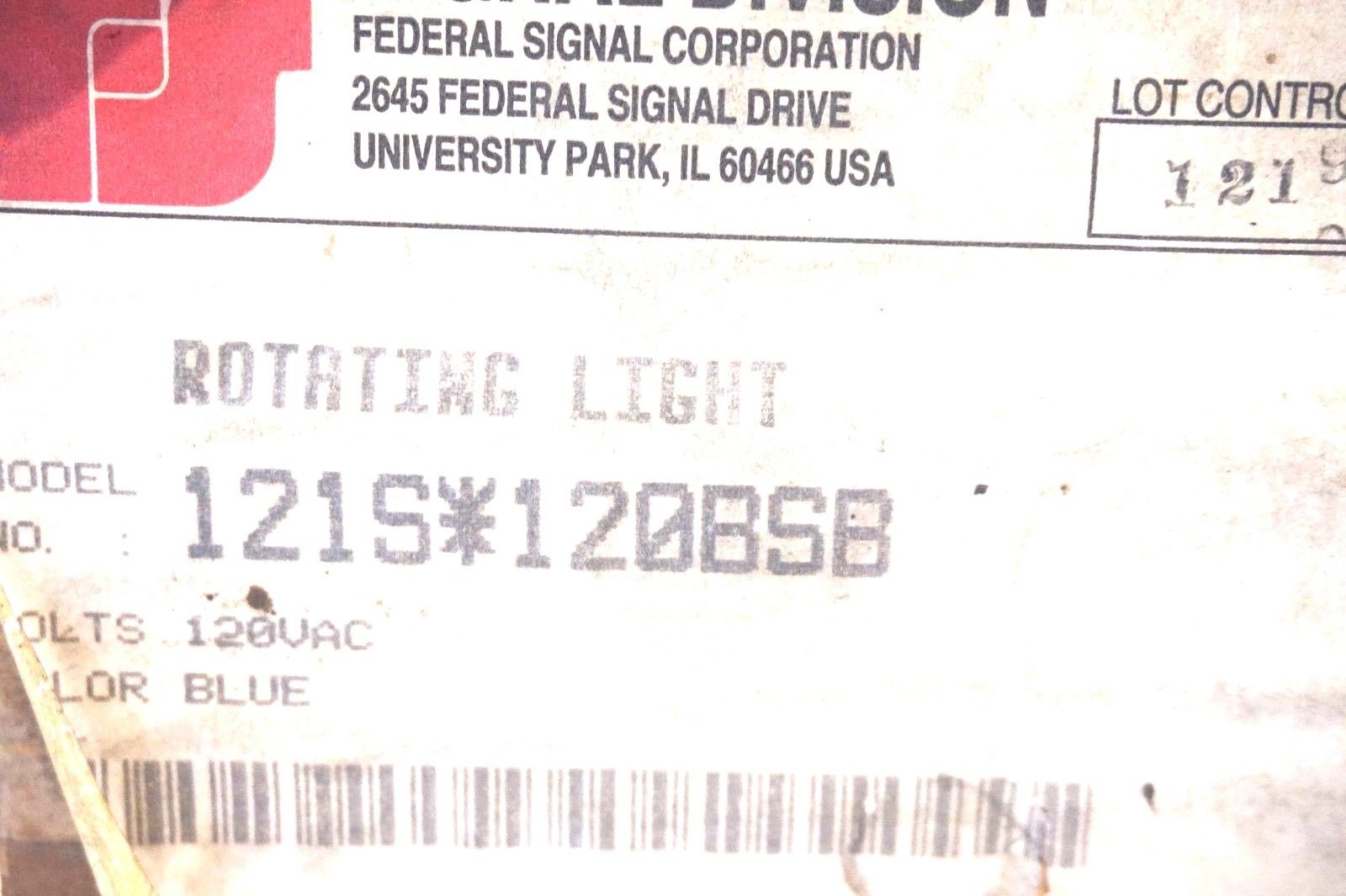 NEW FEDERAL SIGNAL DIVISION 121S BLUE ROTATING LIGHT 121S 120BSB - Image 3
