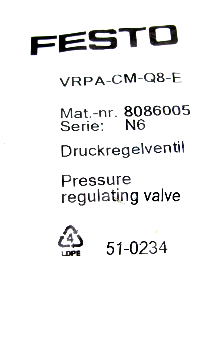 Festo Druckregler VRPA-CM-Q6-E – Art.-Nr. 8086004 Produktbild-Vorschau 2