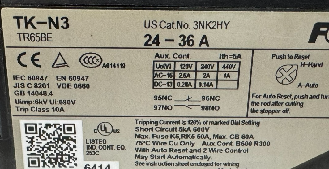 NEW FUJI ELECTRIC SC50BAA CONTACTOR W/ TK-N3 OVERLOAD RELAY 100-120V 50/60HZ - Image 6