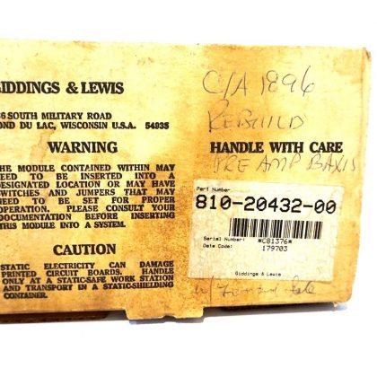 REPAIRED GIDDINGS & LEWIS 810-20432-00 PC BOARD 8102043200
