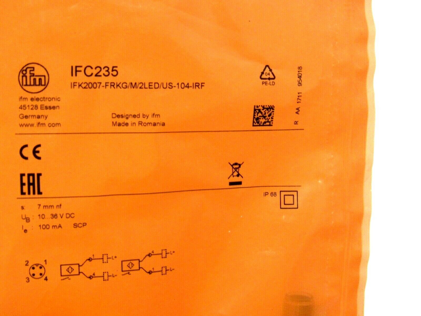NEW IFM EFECTOR IFK2007-FRKG /M / 2LED / US-104-IRF INDUCTIVE SENSOR IFC235 - Image 3