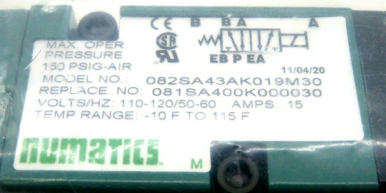 NEW NUMATICS 082SA43AK019M30 SOLENOID VALVE - Image 3