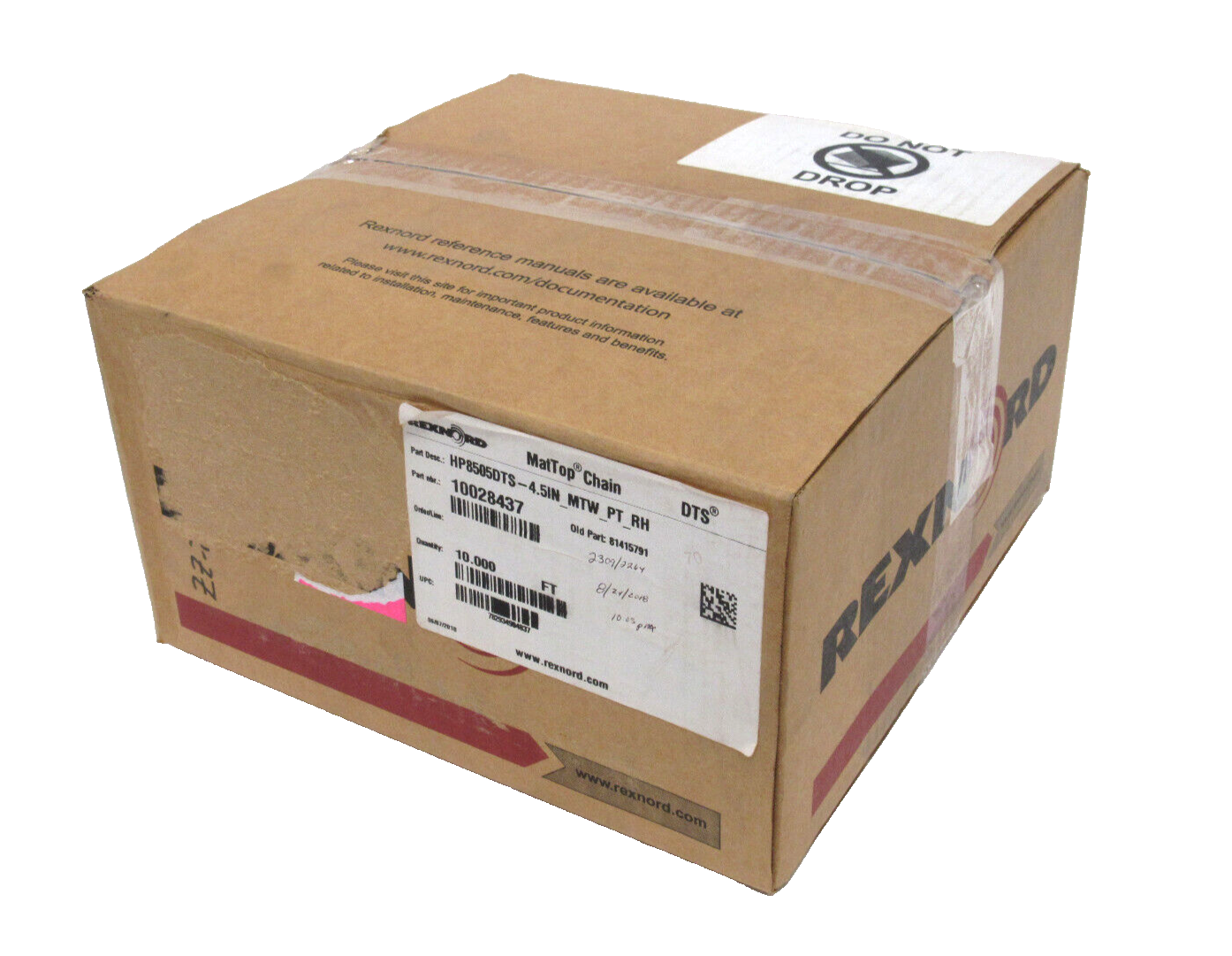 NEW REXNORD 10028437 TABLE TOP CONVEYOR CHAIN HP8505DTS-4.5IN MTW PT RH