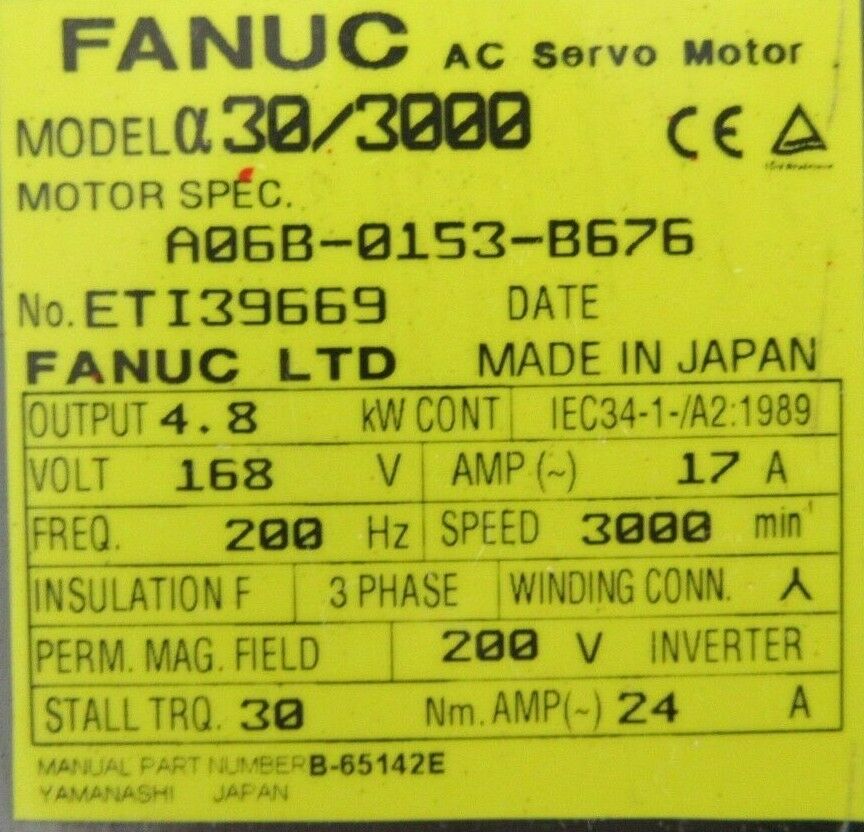 REFURBISHED FANUC A06B-0153-B676 SERVO MOTOR A06B0153B676 - Image 4