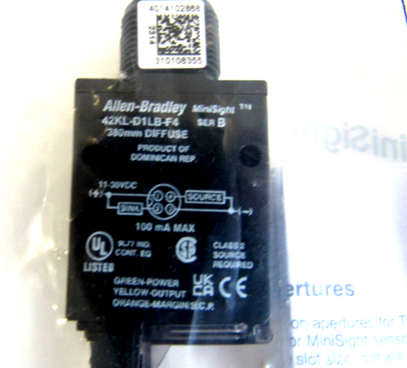 ALLEN BRADLEY 42KL-D1LB-F4 DIFFUSE SENSOR 42KLD1LBF4 NEW, SURPLUS - SB ...