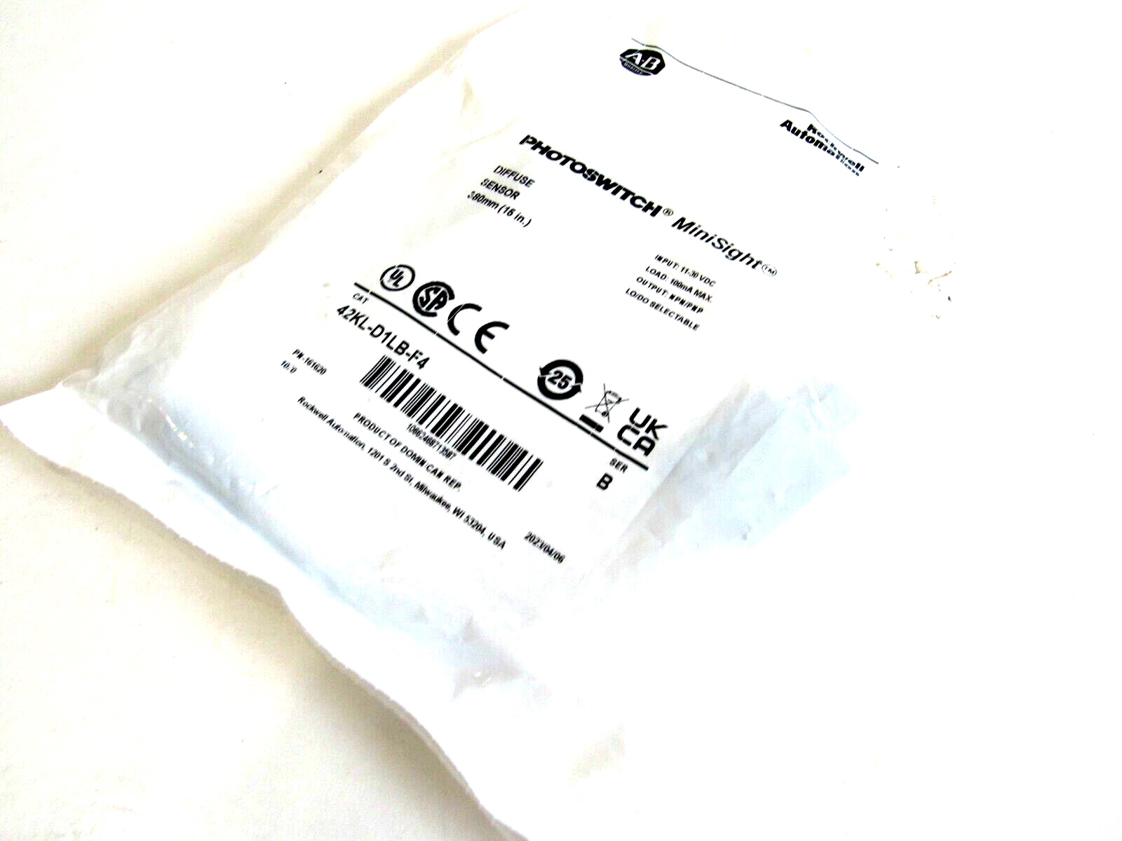 ALLEN BRADLEY 42KL-D1LB-F4 DIFFUSE SENSOR 42KLD1LBF4 NEW, SURPLUS - SB ...