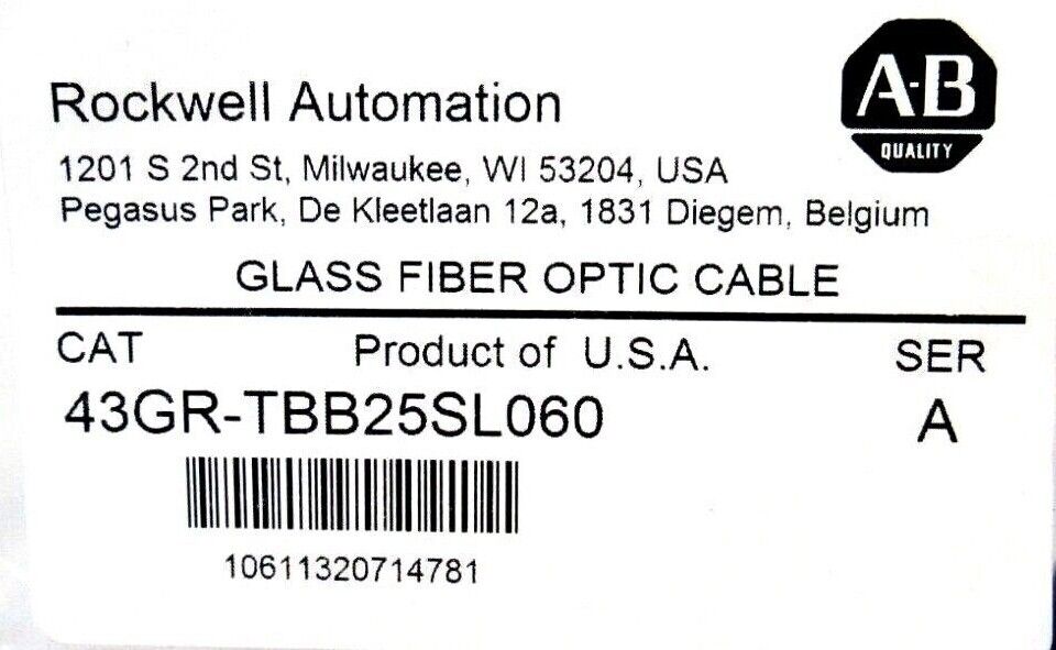 NEW ALLEN BRADLEY 43GR-TBB25SL060 FIBER OPTIC CABLE SER.A 43GRTBB25SL060 - Image 3