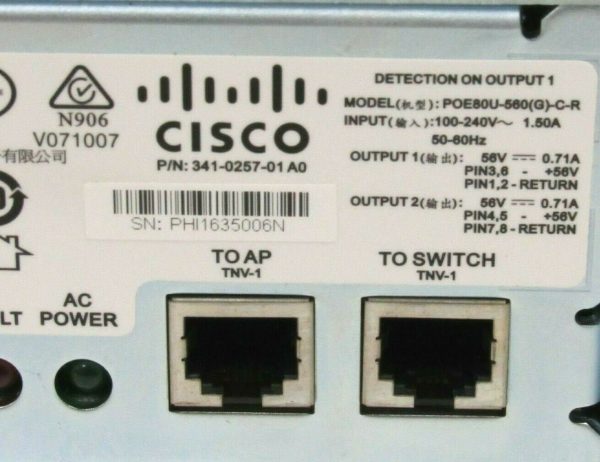 NEW CISCO 341-0257-01A0 POE80U-560(G)-C-R POWER INJECTOR 341025701A0 - Image 4