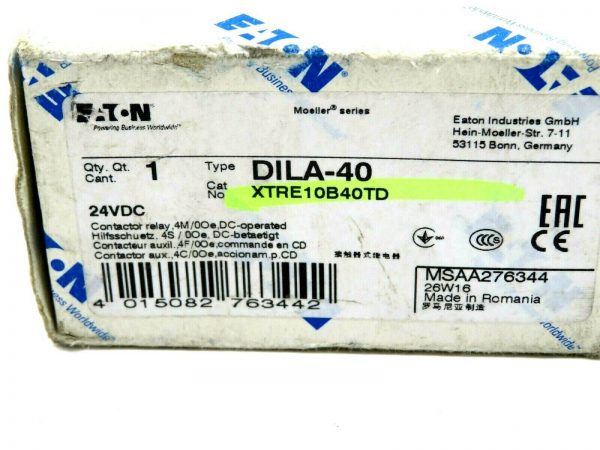NEW EATON DILA-40 CONTACTOR RELAY XTRE10B40TD 24VDC DILA40 - Image 4
