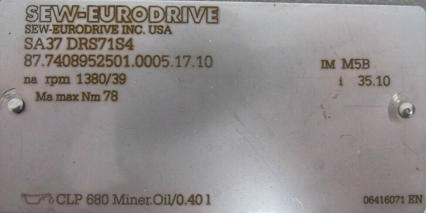 NEW SEW EURODRIVE SA37/DRS71S4 GEAR MOTOR SA37DRS71S4 - Image 4