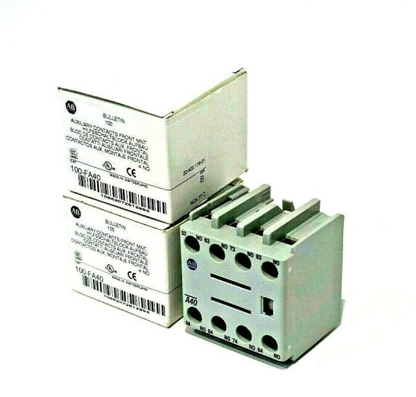 2 NEW ALLEN BRADLEY 100-FA40 AUXILIARY CONTACT BLOCKS 100FA40