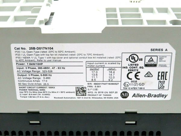 NEW ALLEN BRADLEY 25B-D017N104 AC DRIVE POWER FLEX 525 25BD017N104 - Image 3