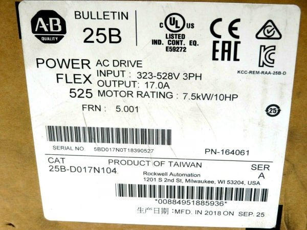 NEW ALLEN BRADLEY 25B-D017N104 AC DRIVE POWER FLEX 525 25BD017N104 - Image 4