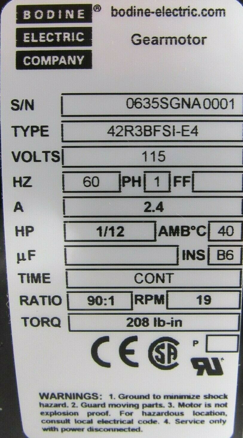Motore Cambio Brushless Bodine 34B3BEBL-E4 - 130V 1/5 HP 21 Giri - Nuovo (Senza Scatola)