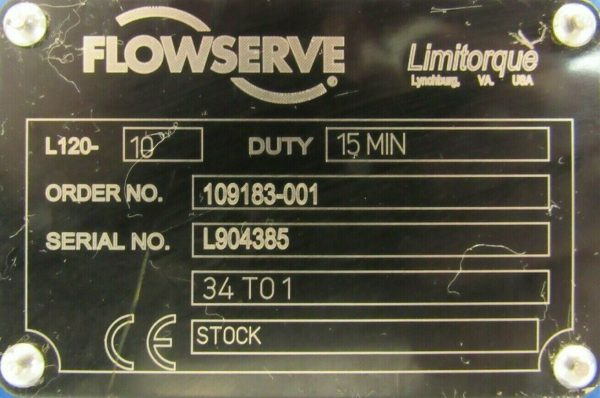 NEW FLOWSERVE L120-10 LIMITORQUE VALVE ACTUATOR 109183-001 B-M30-VJ9-039604610 - Image 4