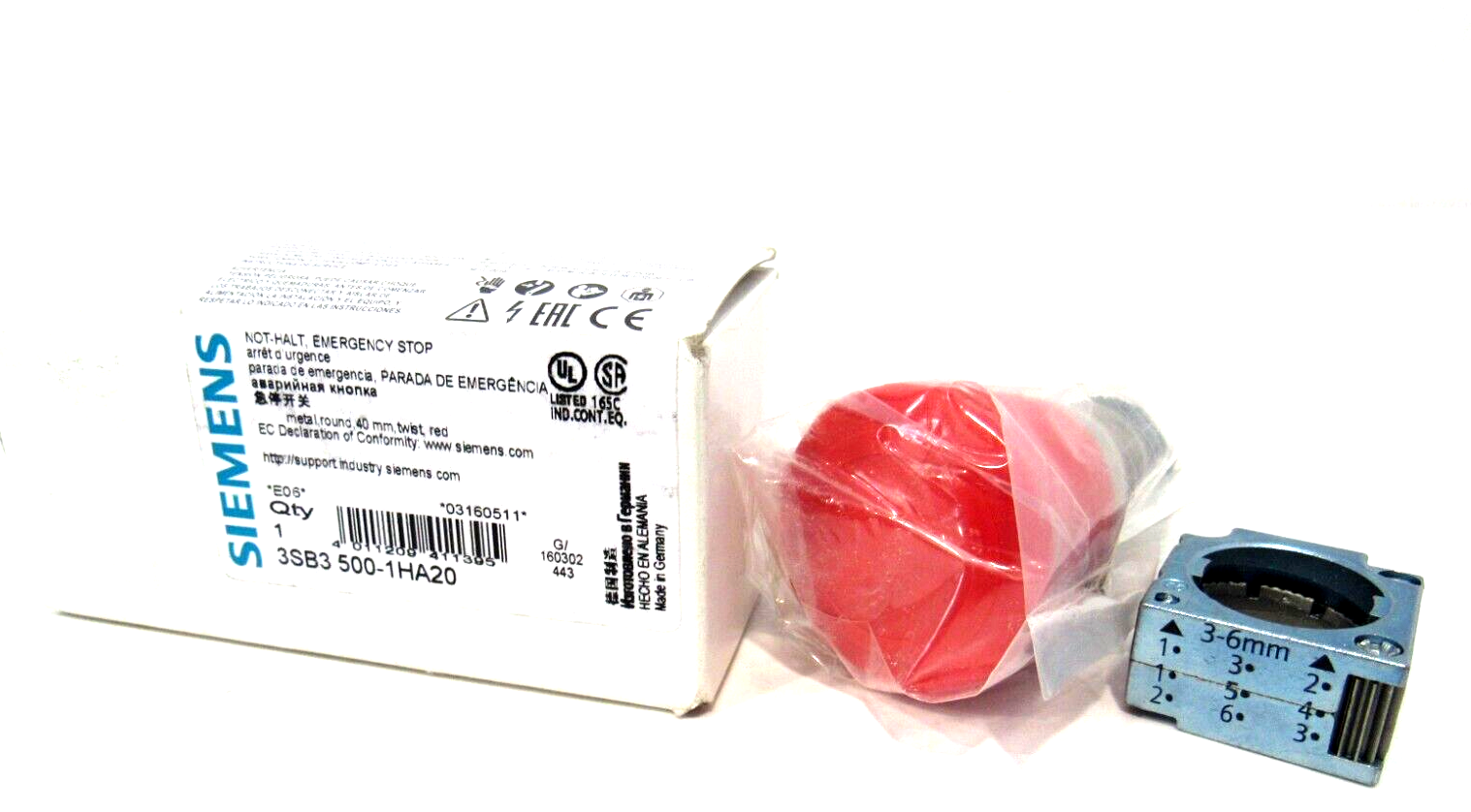 thumbnail image 2 of Siemens 3SB3000-1HA20 Emergency Stop Switch – 3SB3 000-1HA20 New Fast Ship 2 of 4