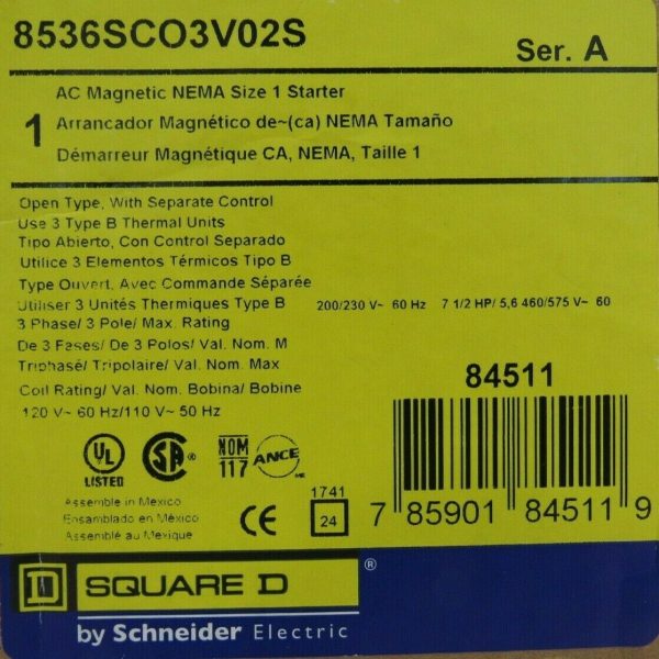 NEW SQUARE D 8536-SCO3-V02S STARTER SIZE 1 SER A 8536SCO3V02S - Image 5