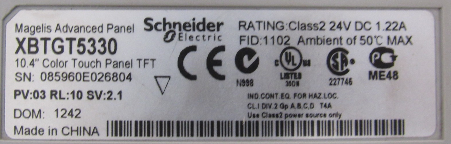 USED SCHNEIDER ELECTRIC XBTGT5330 TOUCH PANEL COLOR 10.4