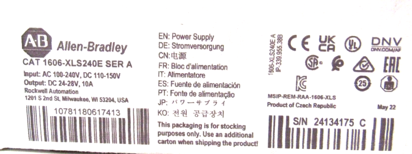 ALLEN BRADLEY 1606-XLS240E POWER SUPPLY SER.A 1606XLS240E NEW SURPLUS - Image 3