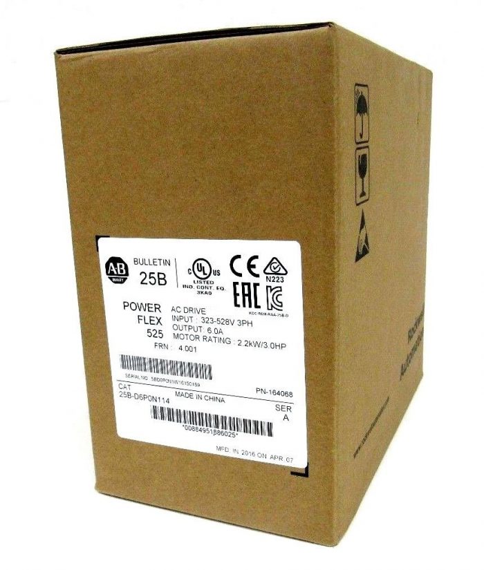 NEW ALLEN BRADLEY 25B-D6P0N114 AC DRIVE POWER FLEX 525 3HP 323-528V 25BD6P0N114