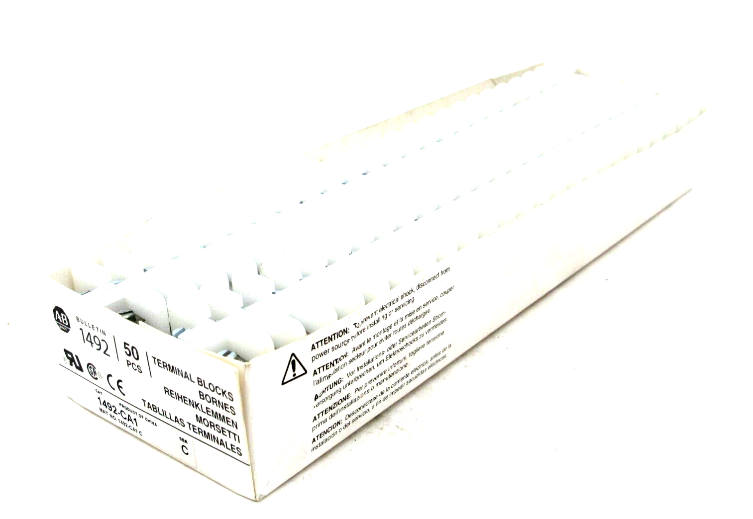 NEW BOX OF 50 ALLEN BRADLEY 1492-CA1 TERMINAL BLOCKS SER C 1492CA1