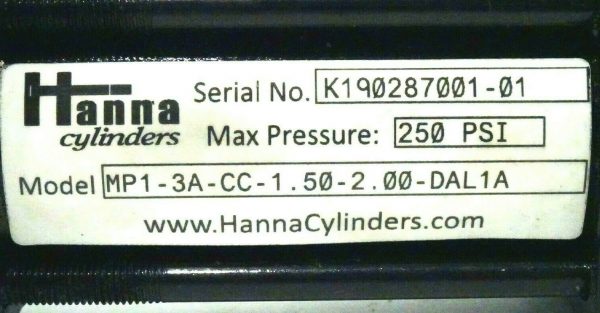 NEW HANNA CYLINDERS MP1-3A-CC-1.50-2.00-DAL1A CYLINDER MP13ACC150200DAL1A - Image 3
