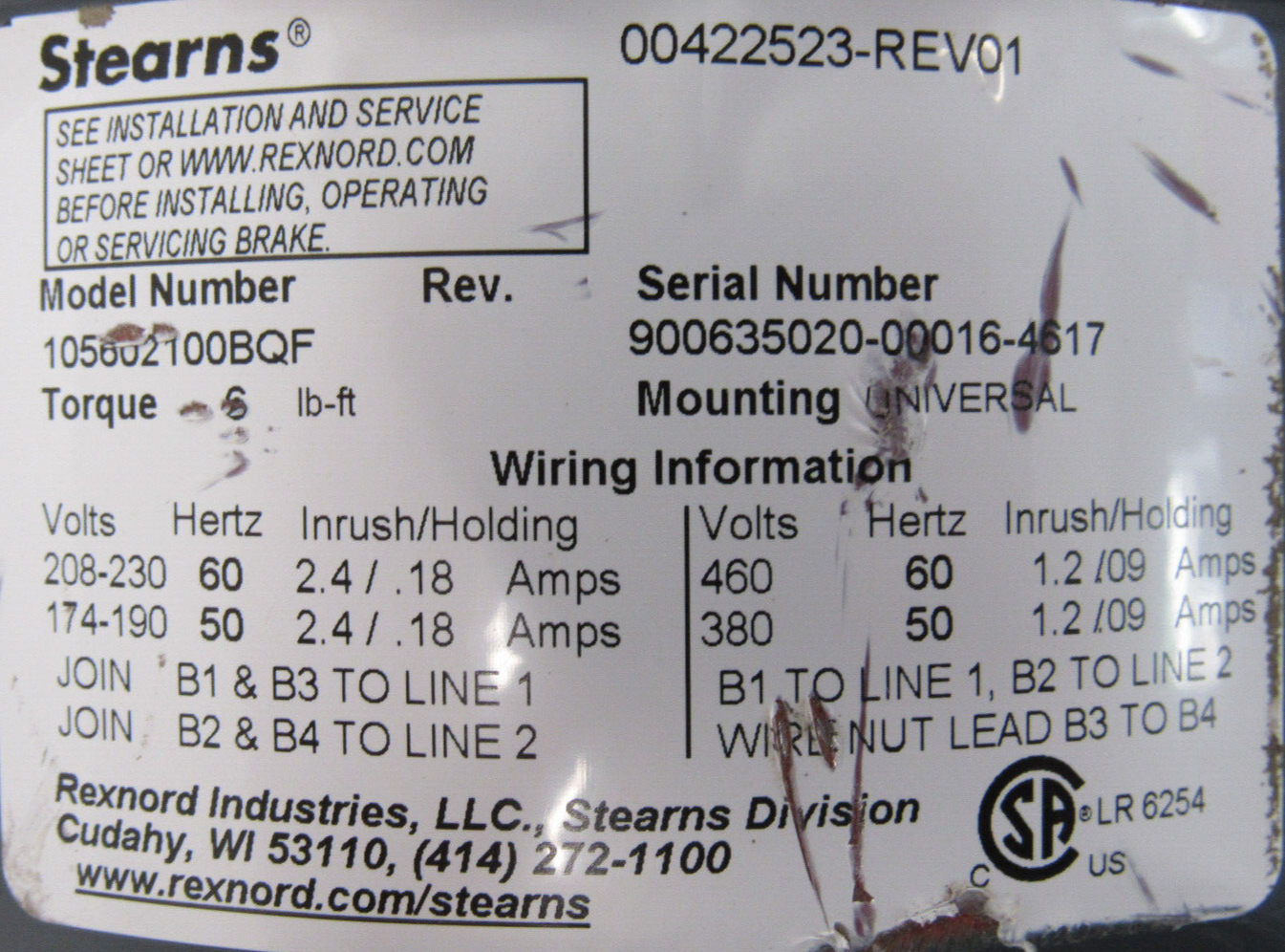 NEW MARATHON ELECTRIC K460 BRAKE MOTOR 3/4HP 1725RPM 230/460V 5K49PN4565B - Image 5