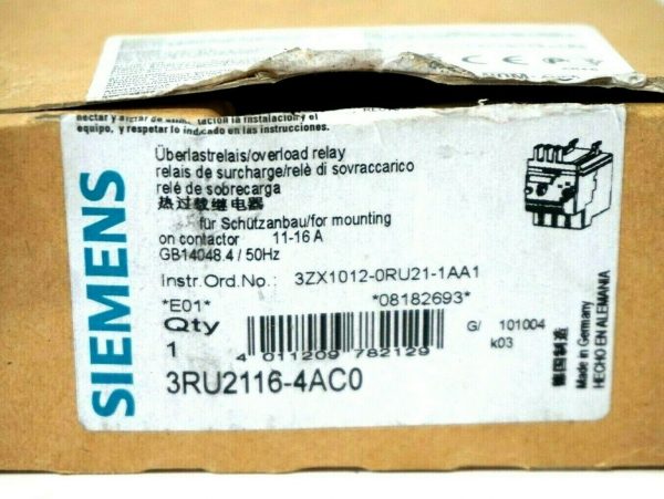 NEW SIEMENS 3RU2116-4AC0 OVERLOAD RELAY 3RU21164AC0 - Image 4