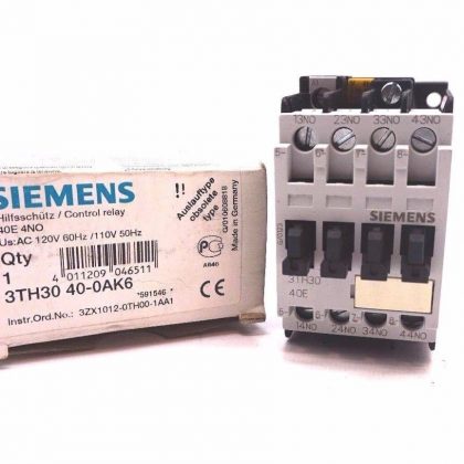 NEW SIEMENS 3TH30 40-0AK6 CONTROL RELAY 3TH30400AK6