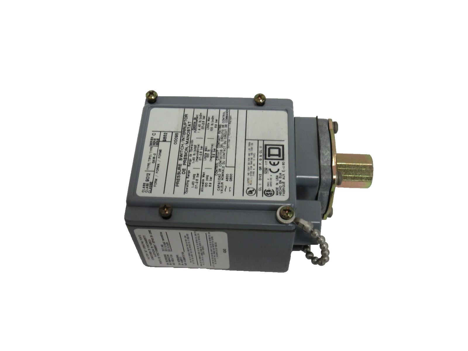 NEW SQUARE D 9012-GAW-2 PRESSURE SWITCH 9012GAW2 - Image 3