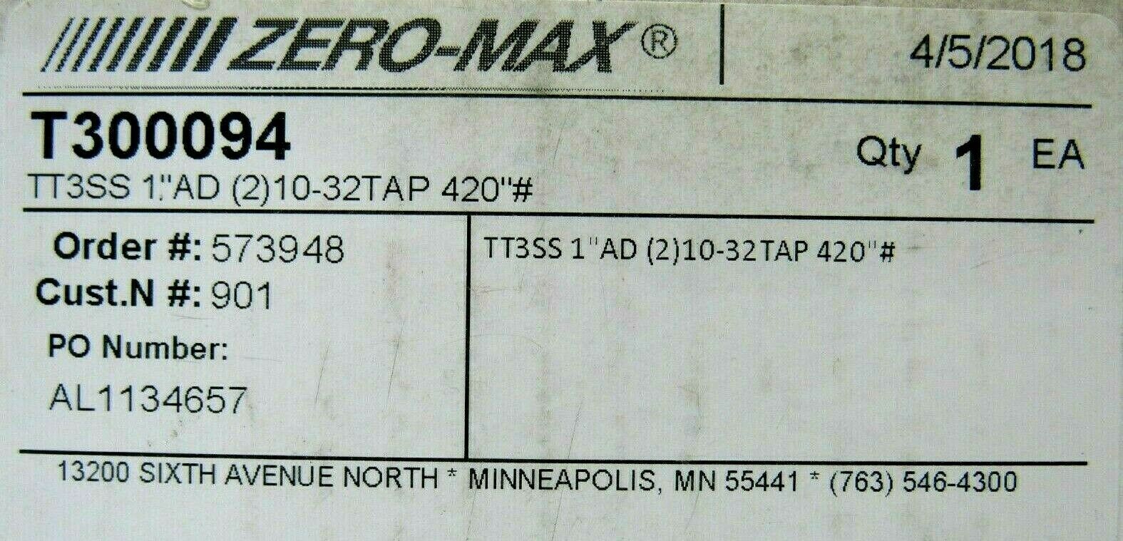 NEW ZERO-MAX T300094 COUPLER TT3SS 1